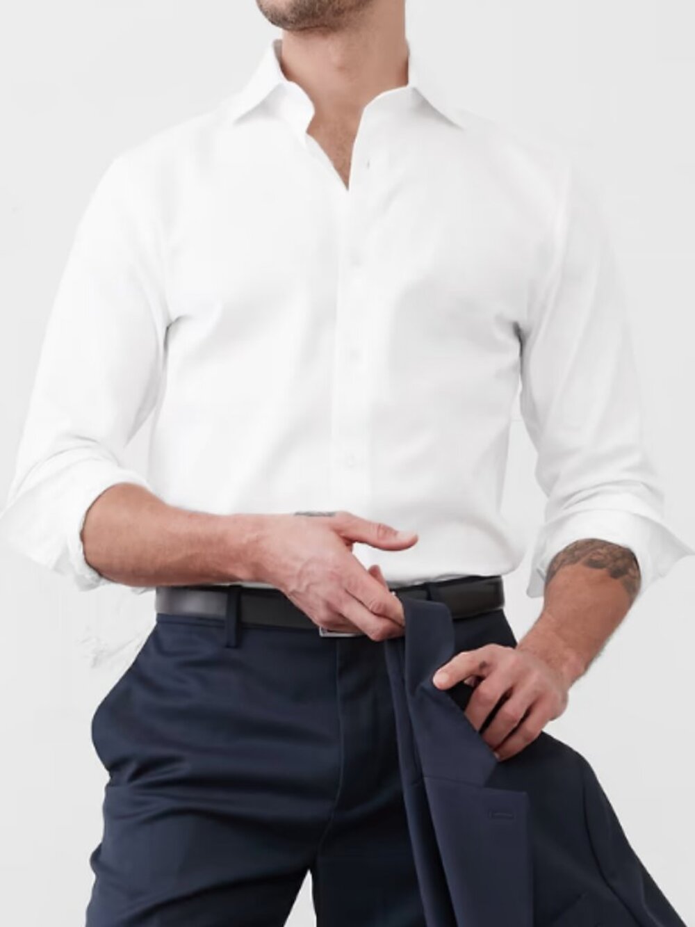 Banana Republic Slim-Fit Dobby Dress Shirt, White, Medium, EUC